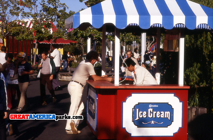 Ice Cream Kiosk -- County Fair
The Carnation Ice Cream sponsor indicates that this is Santa Clara.
