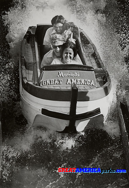 1981 Yankee Clipper
Gurnee, IL

RIDERS ON THE YANKEE CLIPPER, one of Great America's two giant water flume rides, are greeted with a cooling splash of water at the climax of a seventy foot plunge into a watery lagoon. Over four million guests 'took the plunge' aboard the Yankee Clipper and Logger's Run in 1980, making them the park's two most popular attractions. Marriott's Great America, located in Gurnee, Illinois, midway between Chicago and Milwaukee on Interstate 94, is now open for its sixth season of family fun.
