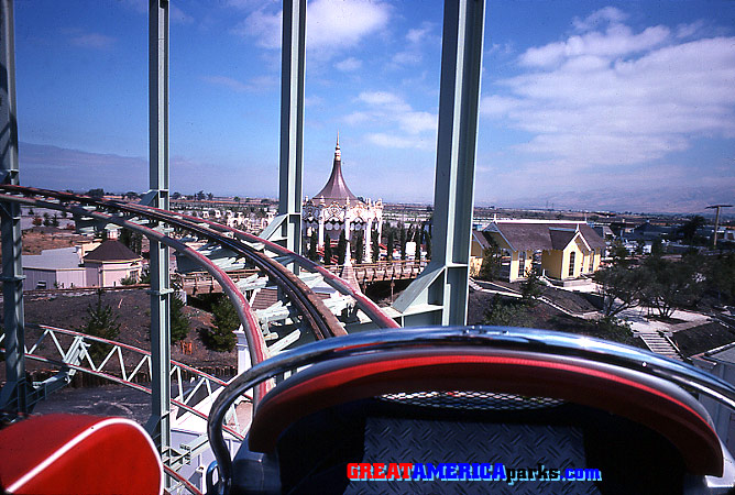 front seat view
Santa Clara, CA
This is a front-seat view on [i]Willard's Whizzer[/i] before the park's construction had been completed.
