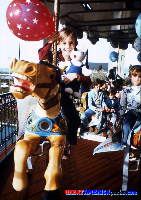 Enjoying a ride on Carousel Columbia
Young park guests enjoy a spin on the upper level of the Carousel Columbia.
