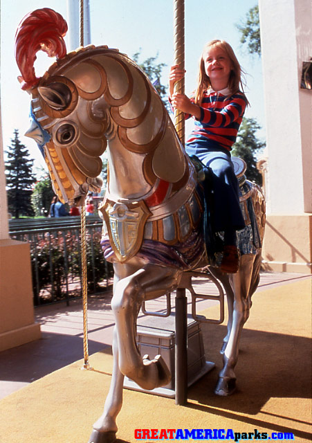 Columbia's lower level
A young lady enjoys riding on the lower level of the Carousel Columbia.
