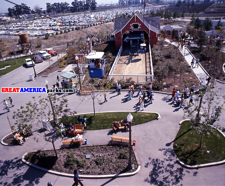 Eagle's Flight Station
Santa Clara, CA

This is the view upon approach to the Eagle's Flight Station in County Fair.  The employee parking lot is seen in the background.
