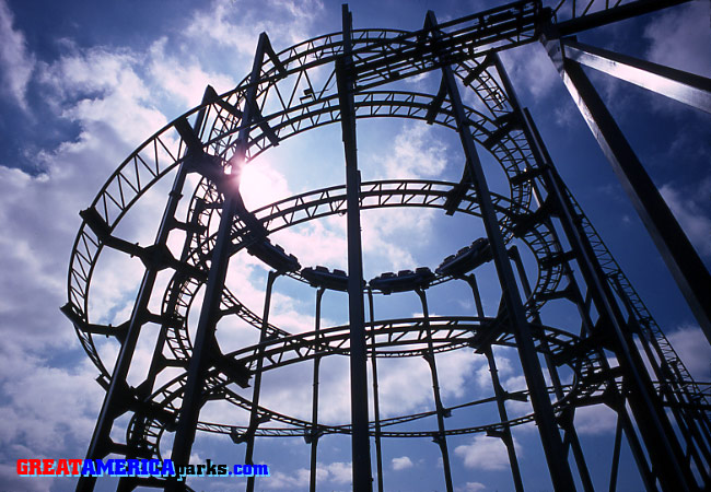 wonderful [i]Whizzer[/i]
The spiral lift of [i]Willard's Whizzer[/i] is seen against a beautiful sky.
