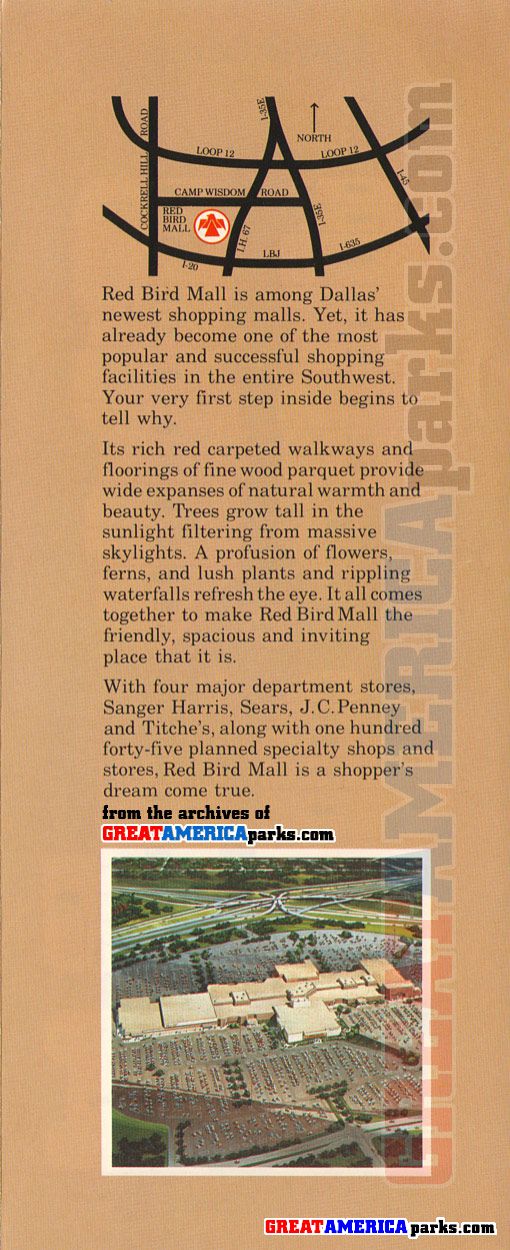 Red Bird Mall early directory back panel
