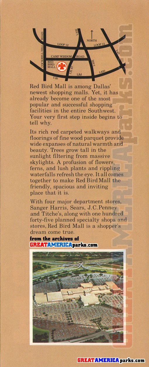 Red Bird Mall early directory back panel
