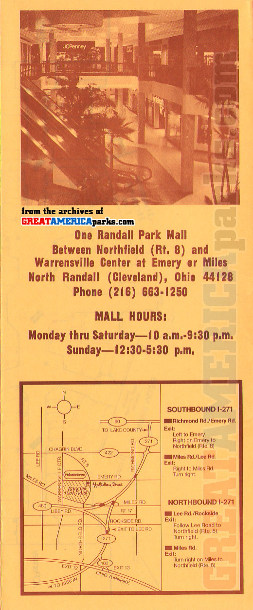 4. Randall Park Mall directory, back panel
1977 Randall Park Mall directory
