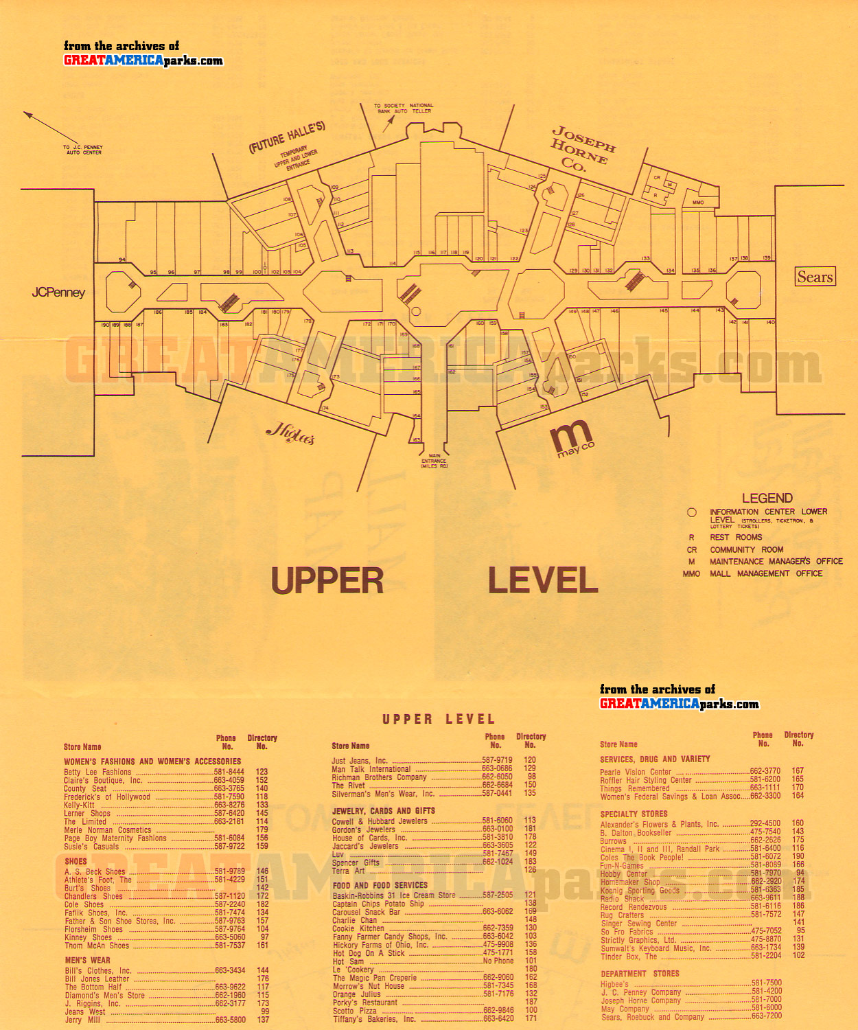 2. Randall Park Mall directory, upper level
1977 Randall Park Mall directory
