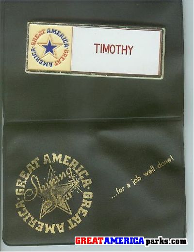 Shining Star Holder, Nametag
Employees were given shining star cards by other employees.  The shining stars were small pink cards.  The black envelope is what we kept our stock of blank stars to pass out.
The presentor would write a brief description of the "event." 
As the employee collected shining stars they had them punched and got foil stars to wear on their nametags.
