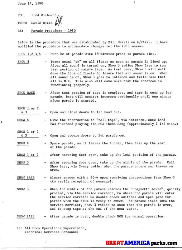Parade procedures - 1980
