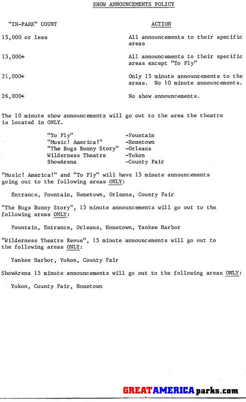 Show announcements procedures - 1980
Directions for the board operators in Tech Services
