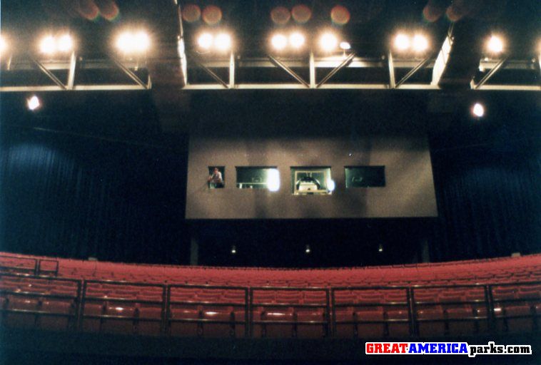View of the projection booth from down in The Pit
