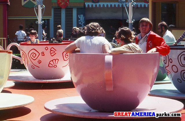 Cecilia, Kevin, Steve, Simon and Michael getting sick in the teacups.
